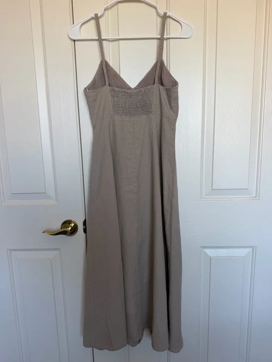 Zara Beige Button-Front Midi Dress - Picture 6 of 8